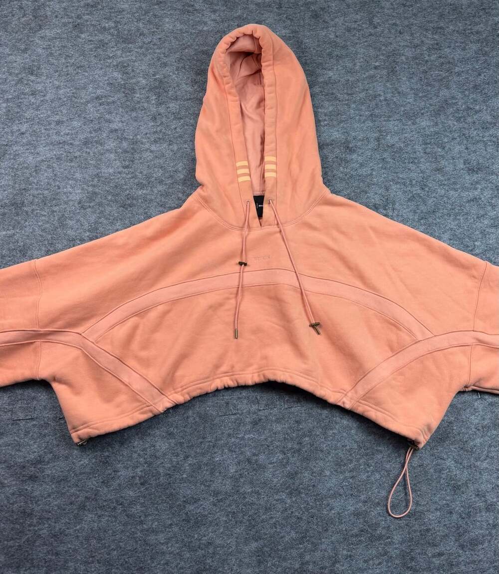 Adidas IVY PARK Women’s Cropped Hoodie Sweatshirt Ambient Rose Peach Size XL